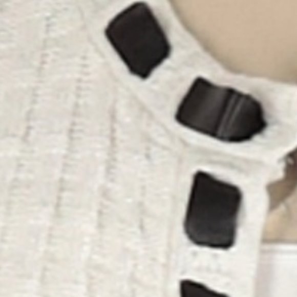 🦓 Stunning White & Silver Metallic Cardigan with Black Satin Ribbon Trim - M - Picture 7 of 8